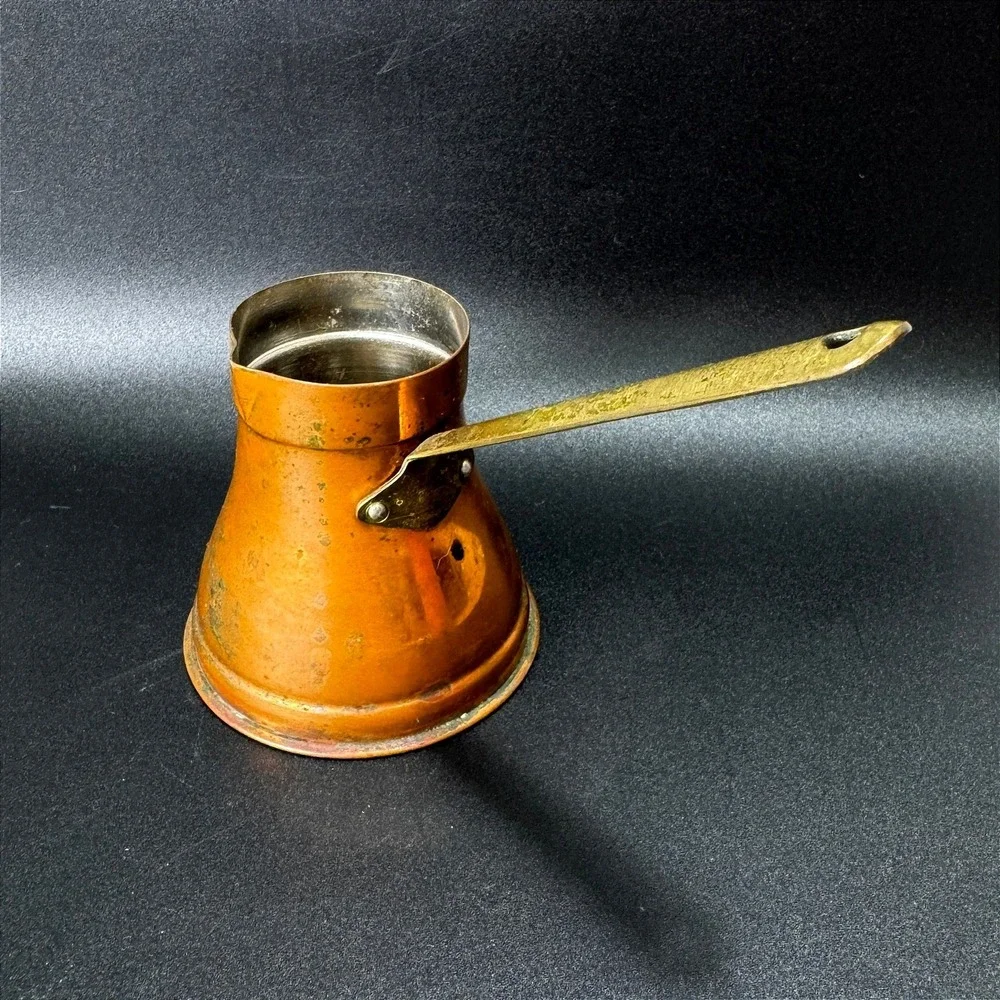 ODI Solid Copper Turkish Coffee Pot Brass Handle Made in Korea Vintage Cezve